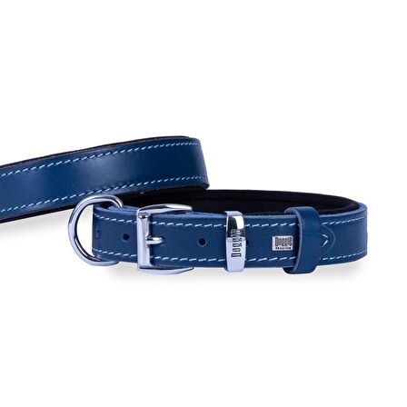 Doggie Konfor Deri Sade Boyun Tasması Royalblue 3x42 50 Cm 