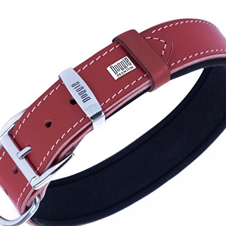 Doggie Konfor Deri Sade Boyun Tasması Kırmızı 4x52 60 Cm 