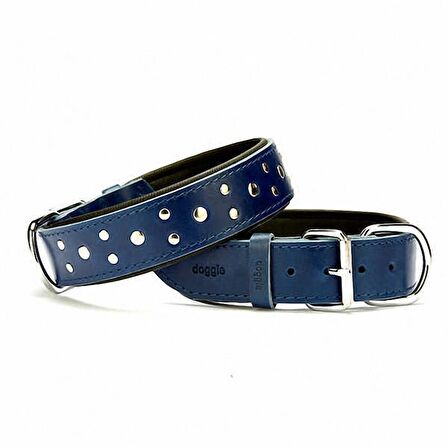 Doggie Yumuşak Dokulu Rivetli Köpek Boyun Tasması Mavi SBT-4011 L