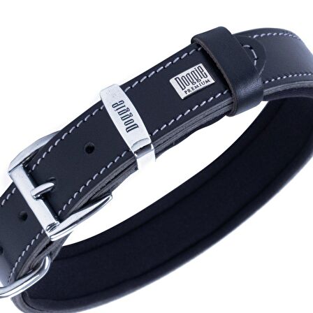 Doggie Konforlu Gerçek Deriden El Yapımı Çivili Köpek Boyun Tasması 3x42-50cm Siyah