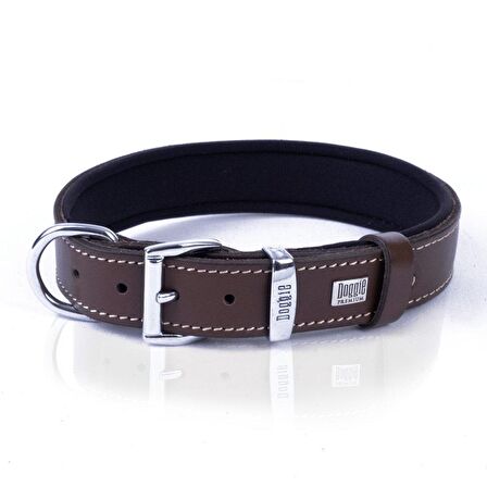 Doggie Konforlu Gerçek Deriden El Yapımı Çivili Köpek Boyun Tasması 3x42-50cm Kahverengi