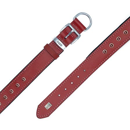 Doggie Konforlu Gerçek Deriden El Yapımı Çivili Köpek Boyun Tasması 3,5x47-55cm Kırmızı