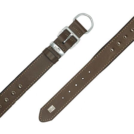 Doggie Konforlu Gerçek Deriden El Yapımı Çivili Köpek Boyun Tasması 3,5x52-60cm Kahverengi
