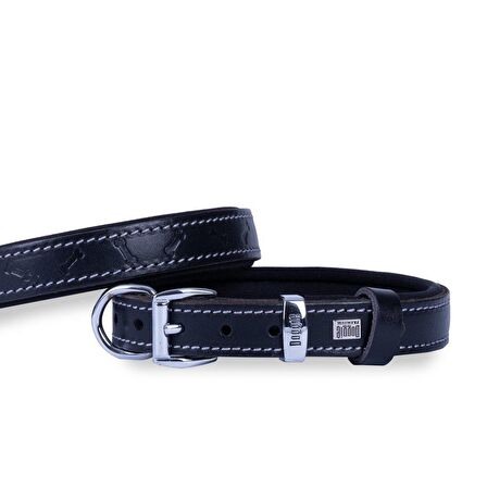 Doggie Deri Kemik Desenli Boyun Tasması M 2x35-40cm Siyah