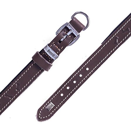 Doggie Deri Kemik Desenli Boyun Tasması M 2x35-40cm Kahverengi