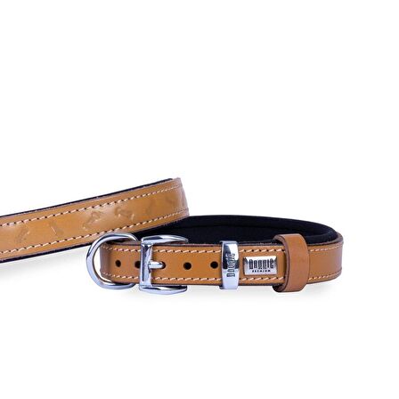 Doggie Deri Kemik Desenli Boyun Tasması M 2x35-40cm Camel
