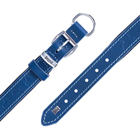Doggie Deri Kemik Desenli Boyun Tasması M 2.5x37-45cm Royal Mavi