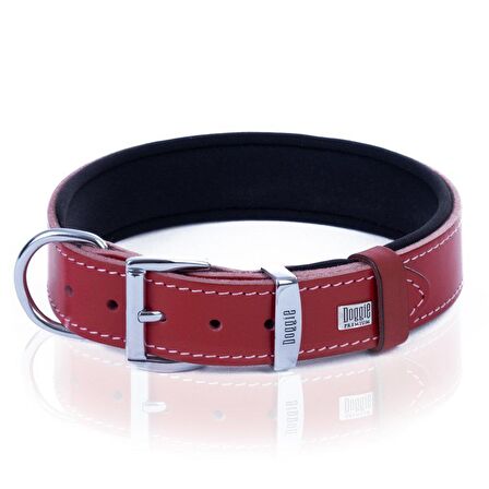 Doggie Deri Kemik Desenli Boyun Tasması M 4x52-60cm Kırmızı