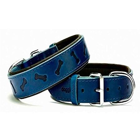 Doggie Yumuşak Dokulu Kemik Desenli Köpek Boyun Tasması Mavi SBT-3535 L