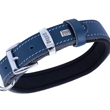 Doggie Köpek Boyun Tasması Konfor Gerçek Deriden El Yapımı Pati Desenli Royal Mavi M 2.5x37-45 Cm