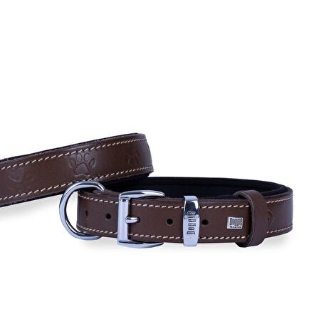 Doggie Deri Pati Desenli Boyun Tasması M 3.5x47-55cm Kahverengi