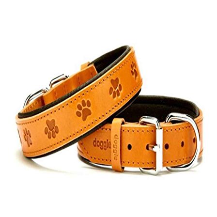 Doggie Comfort Pati Desenli Deri Boyun Tasması 4064 Kamel
