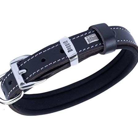 Doggie Konforlu Gerçek Deriden El Yapımı Kemik Süslü Köpek Boyun Tasması 2x30-35cm Siyah