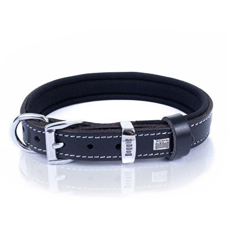 Doggie Konforlu Gerçek Deriden El Yapımı Kemik Süslü Köpek Boyun Tasması 2x30-35cm Siyah