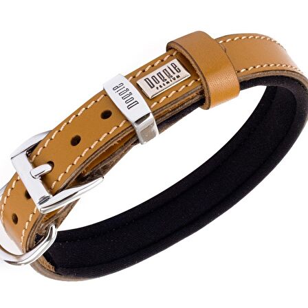 Doggie Konforlu Gerçek Deriden El Yapımı Kemik Süslü Köpek Boyun Tasması 2x30-35cm Camel