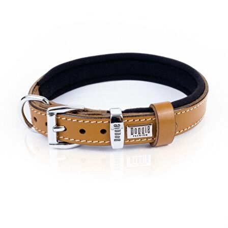 Doggie Konforlu Gerçek Deriden El Yapımı Kemik Süslü Köpek Boyun Tasması 2x30-35cm Camel