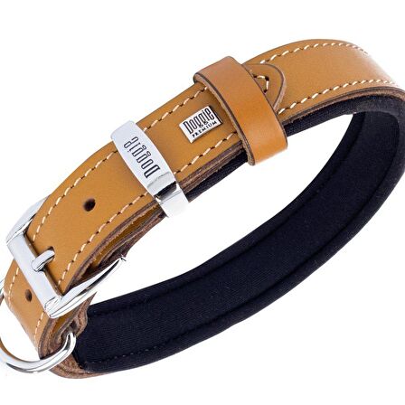 Doggie Konforlu Gerçek Deriden El Yapımı Kemik Süslü Köpek Boyun Tasması 2,5x37-45cm Camel