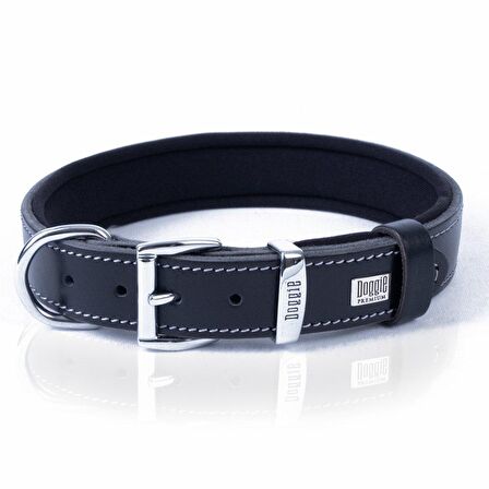 Doggie Konforlu Gerçek Deriden El Yapımı Kemik Süslü Köpek Boyun Tasması 3x42-50cm Siyah