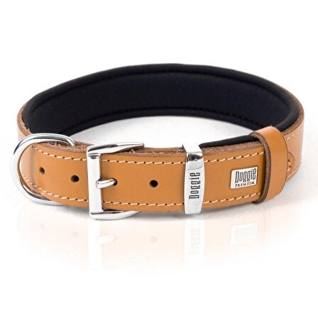 Doggie Konforlu Gerçek Deriden El Yapımı Kemik Süslü Köpek Boyun Tasması 3x42-50cm Camel