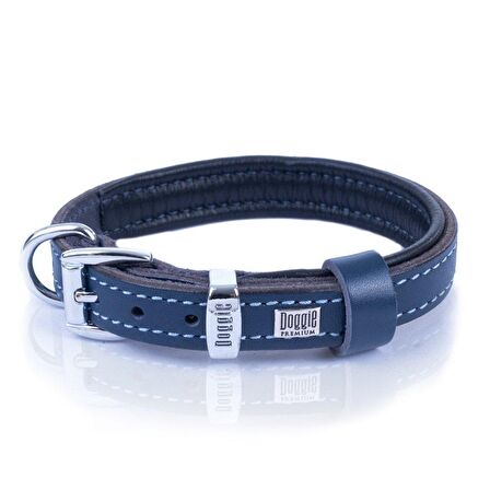 Doggie Yumuşak Firstclass Deri Boyun Tasma Royalblue 1,5x25-30 Cm 