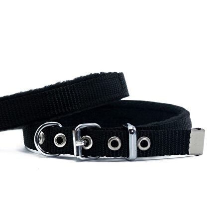 Doggie Polar Dokumadan El Yapımı Köpek Boyun Tasması 1,5x20-25cm Siyah