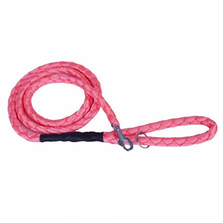 Doggie Dokumadan El Yapımı Örgülü Köpek Gezdirme Kayışı M-2x140cm Pembe