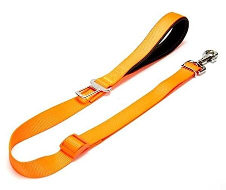 Doggie Dokuma Emniyet Kemerli Köpek Gezdirme Tasma Aparatı Medium Turuncu 2.5x80-120 Cm