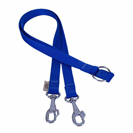 Doggie Dokuma Emniyet Kemerli Köpek Gezdirme Kayışı M 2x70-70cm Royal Mavi
