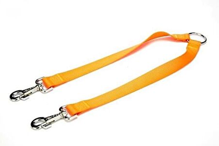Doggie Dokuma Çift Köpek Gezdirme Tasma Aparatı Medium Turuncu 2.5x70-60 Cm