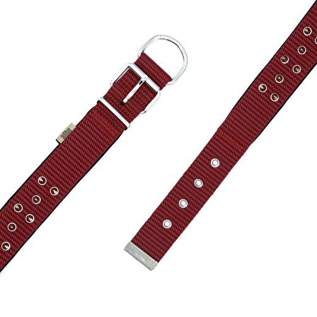 Doggie Konforlu Dokumadan El Yapımı Çivili Köpek Boyun Tasması 4x52-60cm Kırmızı