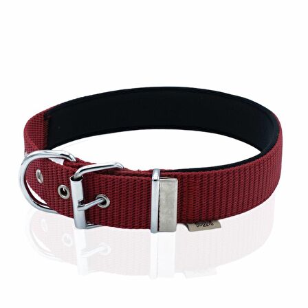 Doggie Konforlu Dokumadan El Yapımı Çivili Köpek Boyun Tasması 4x52-60cm Kırmızı