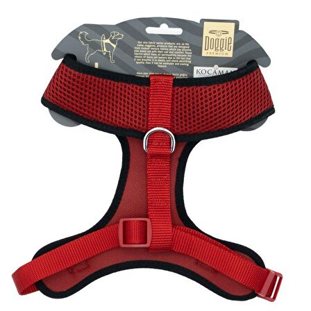 Doggie Havalı Dokumadan El Yapımı Küçük Irk Köpek Göğüs Tasması L-2x45-55cm Kırmızı