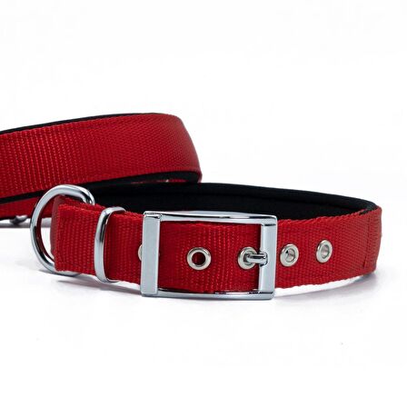 Doggie Elit Dokumadan El Yapımı Köpek Boyun Tasması 2,5x37-45cm Kırmızı