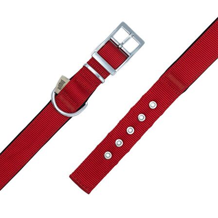 Doggie Elit Dokumadan El Yapımı Köpek Boyun Tasması 2,5x37-45cm Kırmızı