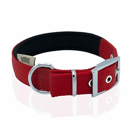 Doggie Elit Dokumadan El Yapımı Köpek Boyun Tasması 2,5x37-45cm Kırmızı