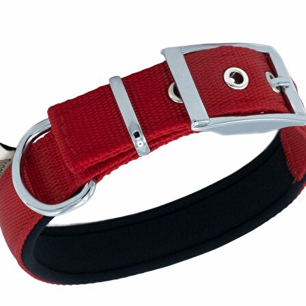 Doggie Elit Dokumadan El Yapımı Köpek Boyun Tasması 2,5x37-45cm Kırmızı