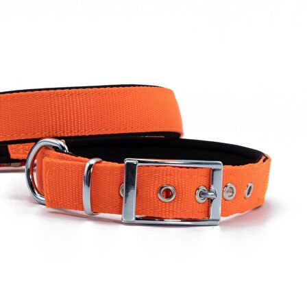 Doggie Elit Dokumadan El Yapımı Köpek Boyun Tasması 2,5x42-50cm Turuncu