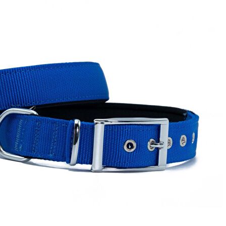 Doggie Elit Dokumadan El Yapımı Köpek Boyun Tasması 3x42-50cm Royal Mavi