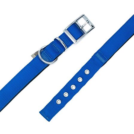 Doggie Elit Dokumadan El Yapımı Köpek Boyun Tasması 3x42-50cm Royal Mavi