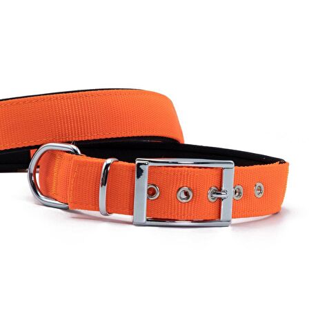 Doggie Elit Dokumadan El Yapımı Köpek Boyun Tasması 3x42-50cm Turuncu