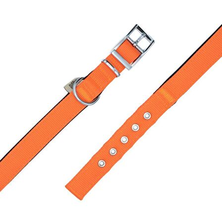 Doggie Elit Dokumadan El Yapımı Köpek Boyun Tasması 3x42-50cm Turuncu