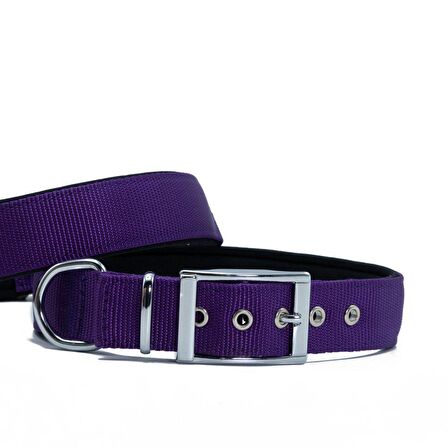 Doggie Elit Dokumadan El Yapımı Köpek Boyun Tasması 3x42-50cm Mor