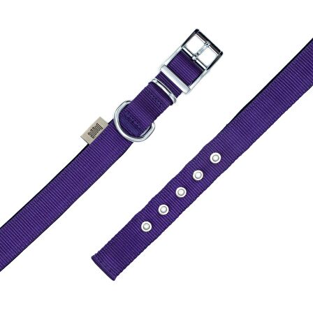 Doggie Elit Dokumadan El Yapımı Köpek Boyun Tasması 3x42-50cm Mor