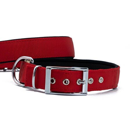 Doggie Elit Dokumadan El Yapımı Köpek Boyun Tasması 3x47-55cm Kırmızı
