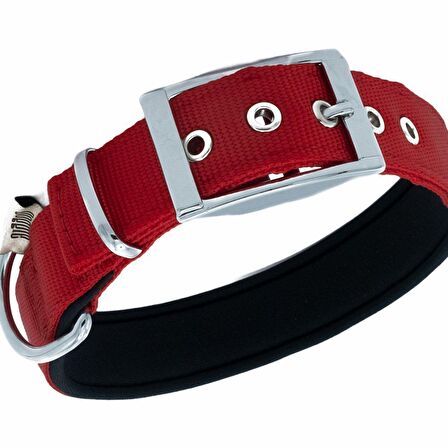 Doggie Elit Dokumadan El Yapımı Köpek Boyun Tasması 3x47-55cm Kırmızı