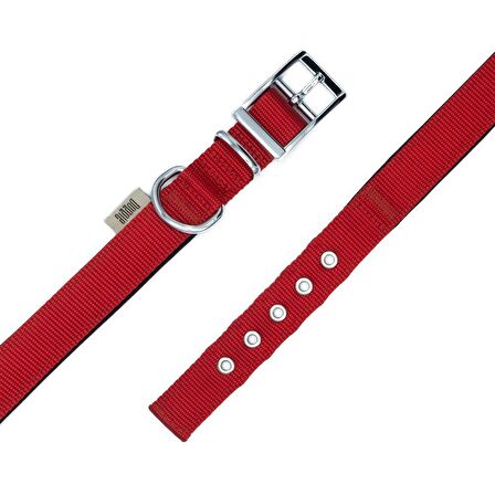 Doggie Elit Dokumadan El Yapımı Köpek Boyun Tasması 3x47-55cm Kırmızı