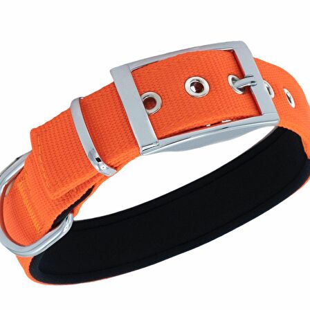 Doggie Elit Dokumadan El Yapımı Köpek Boyun Tasması 3x47-55cm Turuncu