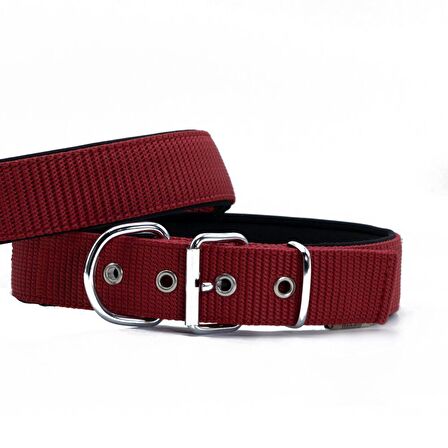 Doggie Elit Dokumadan El Yapımı Köpek Boyun Tasması 4x57-65cm Kırmızı