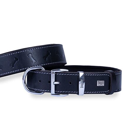 Doggie Deri Kemik Desenli Boyun Tasması S 4x47-55cm Siyah