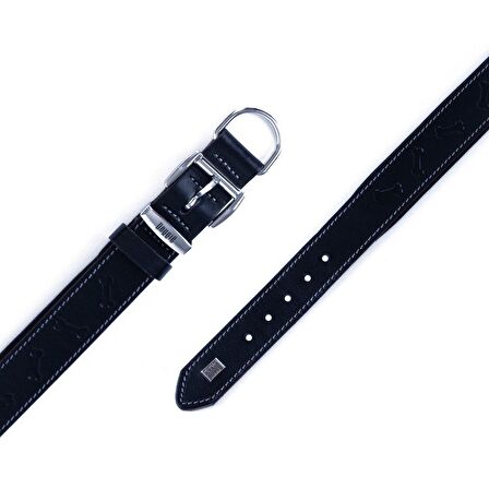 Doggie Deri Kemik Desenli Boyun Tasması S 4x47-55cm Siyah